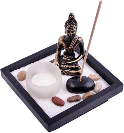 Asian Japanese Feng Shui Sand Zen Garden Buddha Tealight & Incense Holder YD50