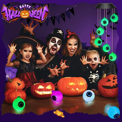 Winzwon Halloween Decorations Outside Solar Outdoor Lights Waterproof Eyeballs Wind Chimes for Party Yard Porch Patio Home Window Indoors Hanging Mobile Decor | Waterproof Eyeballs Decor Wind Chimes for Party Yard Porch Patio Home Window Indoors Hangin...