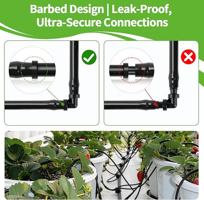 RedChili Drip Irrigation Universal 1/4" Barbed Elbow Fitting, 80 Pieces Drip System Parts 90 Degree Right Angle Connectors Fits 1/4-Inch Drip Tubing Irrigation For Drip Line Connection