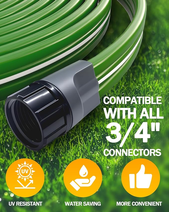 50 FT Three-Tube Flat Sprinkler Hose with Holes with U-Shaped Stakes | Heavy Duty Soaker Hose for Garden, Dual Mode Sprinkler Hoses for Lawn, Flexible Irrigation Hose for Yard, Linkable Drip Hose