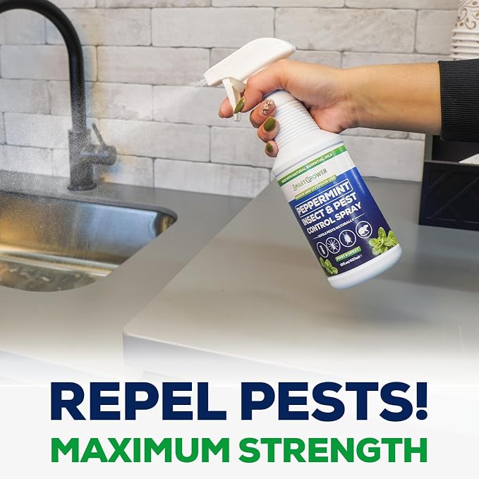 All Natural Peppermint Oil Insect & Pest Control Spray Repels Mice, Spiders, Ants, for Home, Indoor, Outdoor, Garden Maximum Strength Smart Grower Ready to Use 32 FL OZ