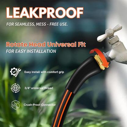 Flexibility Garden Hose,50ft x 5/8", No-Kink, Wear-Resistant & Freeze-Resistant, Flexible Water Hose, Rubber Hose With Male/Female Fittings,Working Pressure 200 PSI, Burst 600 PSI,3/4'' GHT