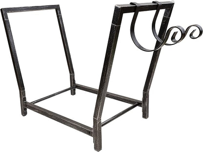 FireProof Pros Indoor and Outdoor Firewood Racks with Kindling Wood Hooks. 25.6in Rustic Silver
