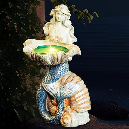 12" Mermaid Solar Night Garden Light, Solar Powered Large Statue, Unique Yard Art Sculpture, Outdoor Decor, Landscape Path Light, for Mom, Patio, Lawn, Balcony, Porch,Backyard