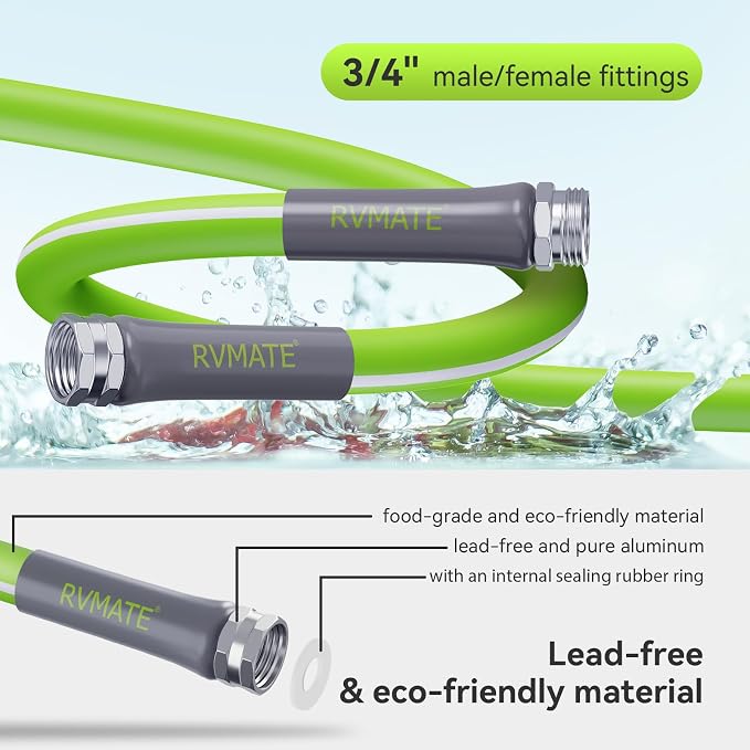 RVMATE RV Water Hose 35FT, 5/8” Inner Diameter Drinking Water Hose Lead-free, No Leaking Garden Hose For RV/Trailer/Camping, RV Accessories