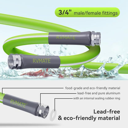 RVMATE RV Water Hose 35FT, 5/8” Inner Diameter Drinking Water Hose Lead-free, No Leaking Garden Hose For RV/Trailer/Camping, RV Accessories