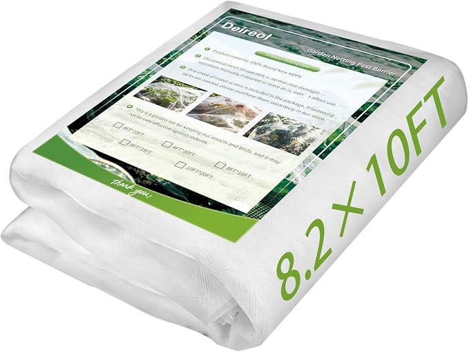 Garden Netting & Plant Netting, 8.2'x10' Fine Mesh Plant Protection Barrier, Garden Net Covers for Raised Beds, Mesh Fencing & Tree Net Bags, Protect Vegetables, Fruits, Plants & Flowers