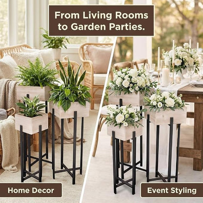 Anderson's Raised Wooden Garden Boxes on Metal Stands Set - 3 Pieces