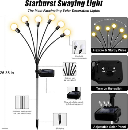NBQQ Solar Garden Lights Outdoor, Waterproof Solar Powered Lights for Yard Pathway Patio, Swaying Lawn Decor as Gardening Gifts for Women Holiday(Warm White, 10 Pack)