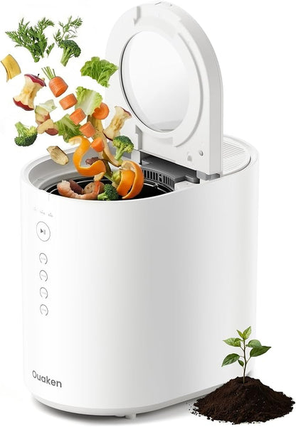 OK-255 Electric Composter for Kitchen, 5.5L Large Smart Countertop Compost Bin, Odorless, Quiet, Easy Clean, Turn Food Waste into Fertilizer, 2026 New Indoor Food Waste Compost Machine, White