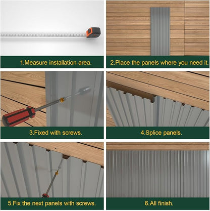 NeatiEase 10 Pcs Metal Roofing Panels, 5.1 Feet Corrugated Galvanized Roofing Panels Metal Siding Panels with Steel Screws for Pergola, Gazebo, Shed, Outdoor Storage, Chicken Coop, Patio,Garages