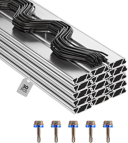 VEVOR Greenhouse Spring Wire and Lock Channel, 30 Packs 6.56 ft PVC-Coated Wiggle Wire & Aluminum Alloy Channel Bundle Kit with Included Screws, 0.05 in Thickened, Poly Film & Shade Cloth Attachments