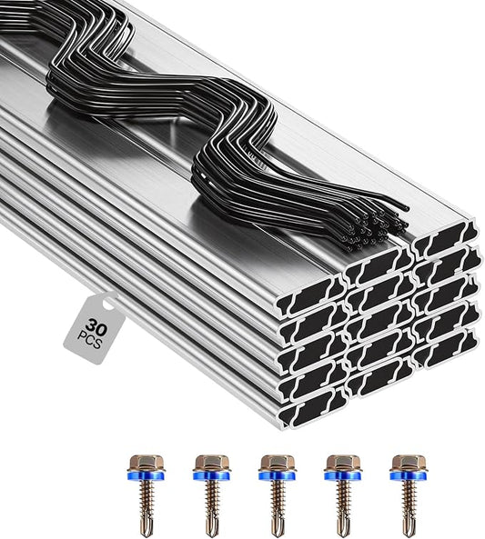 VEVOR Greenhouse Spring Wire and Lock Channel, 30 Packs 6.56 ft PVC-Coated Wiggle Wire & Aluminum Alloy Channel Bundle Kit with Included Screws, 0.05 in Thickened, Poly Film & Shade Cloth Attachments