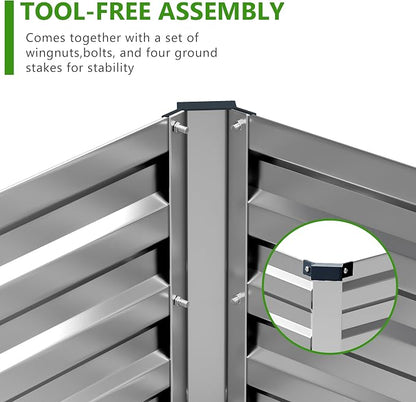 2PCS 12x3x1ft Galvanized Raised Garden Bed,Outdoor Planter Box Metal Patio Kit Planting Bed for Vegetables Flowers Herb,Silver