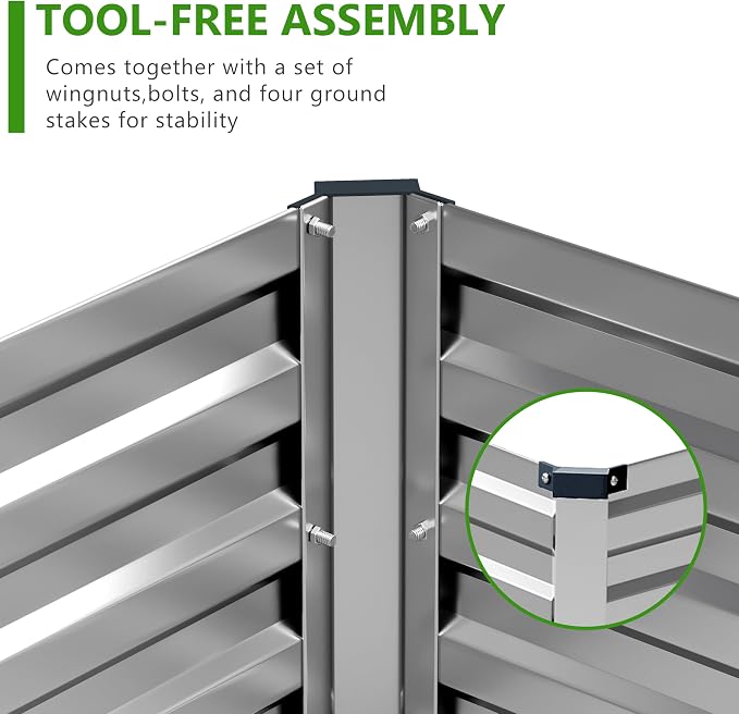 2PCS 6x3x1ft Galvanized Raised Garden Bed,Outdoor Planter Box Metal Patio Kit Planting Bed for Vegetables Flowers Herb,Silver