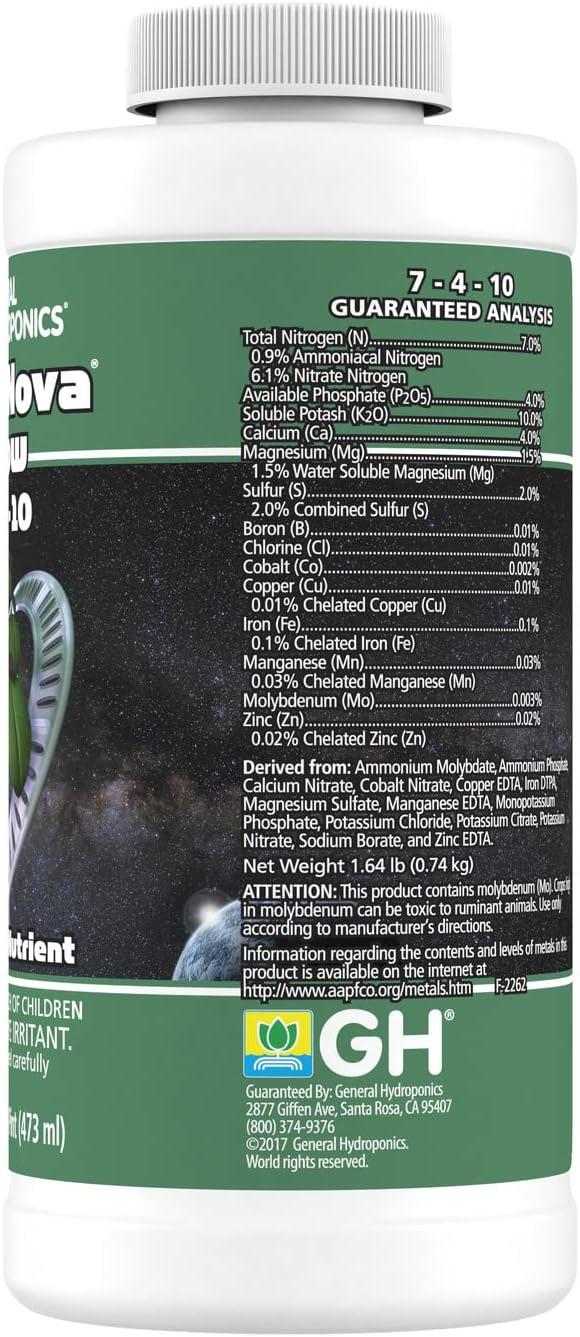 General Hydroponics GH1621 FloraNova Grow-1 Pint Fertilizer