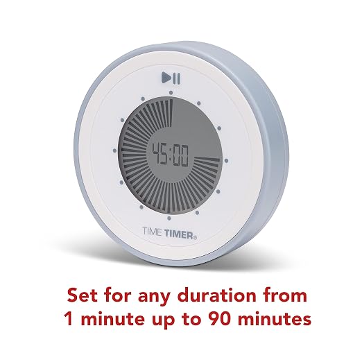 Time Timer Twist 90-Minute Digital Countdown Clock — for Kids Classroom Learning, Homeschool Study Tool, Teachers Desk Clock, Exercise and Kitchen Timer (Pale Shale)