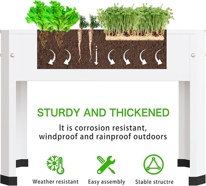 PROXRACER Raised Garden Bed with Detachable Legs Elevated Metal Planter Box for Growing Fresh Herbs Vegetables Flowers Succulents&Other Plants for Outdoor Backyard Patio Deck Balcony White S