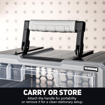 Modular Stackable Storage Organizer, 1 Clear Drawer Unit with Removable Handle, Interlocking Design, Wall-Mount Back Panel for Small Parts Storage