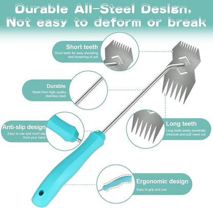 Garden Weed Pulling Tool,Weeder Tool,Garden Tools,Adopting Ergonomic Handle Design,Gardening Tools,Weed Puller Tool Suitable for Farm Planting(Blue Handle)