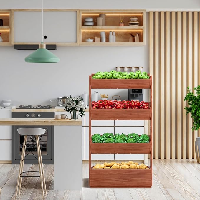 DoCred Vertical Raised Garden Bed, 5 Tier Freestanding Wood Garden Planters | Wooden Plant Stand Flower Rack with Planter Box for Herbs Flowers Vegetables Outdoor Indoor Gardening, Red