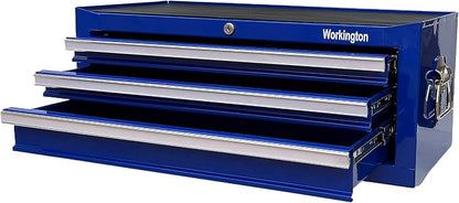 Workington Industrial 3 Drawers Portable Metal Intermediate Box, 26" Middle Tool Chest Cabinet with Ball Bearing Drawer Slides, Steel Tool Storage Box Organizer 4009 Blue
