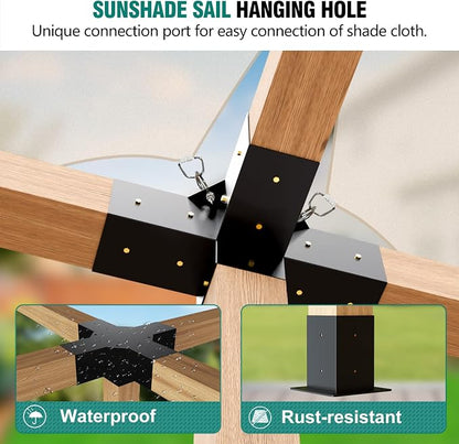 Pergola Kit - 5-Way Brackets for 4x4'' Wooden Beams, Gazebos, Patio & Sheds