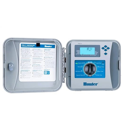 Hunter Pro-C Sprinkler Timer, 4-Zone Indoor/Outdoor Irrigation Controller | Indoor/outdoor 4-zone irrigation controller, Hydrawise compatible, WaterSense certified, expandable to 32 stations