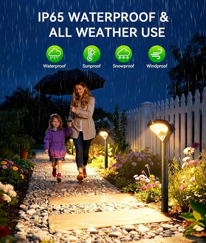 ELECLINK Solar Pathway Lights Outdoor with Motion Sensor, 2 Pack Security Solar Garden Lights, 400LM Bright LEDs, Large Glass Panel, 3 Modes Waterproof Path Lights for Yard Patio Walkway Driveway