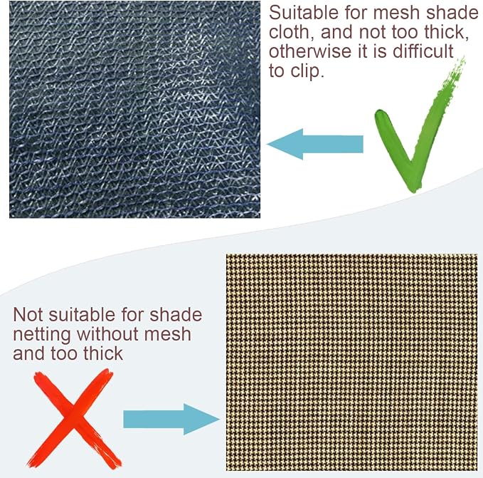 50Pcs Shade Cloth Clips, Plastic Shade & Bird Net Fastening Clamps | Black round heavy duty lock grip clips for shade cloth, bird netting, windproof awning & garden outdoor installation