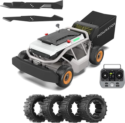 Mowrator S1 4WD 18Ah Remote Control Lawn Mower with Wide Wheels, All-Season Yard Care, 85% (40°) Slope Climbing, with Leaf Shredding Vacuum, 21" Width, 1.5–4.3" Cutting Height, Up to 1.12 Acres
