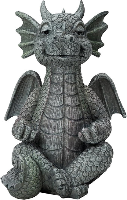 UTTCMK Garden Dragon Statue Decor - Meditation Dragon Sculpture Figurine Outdoor Decoration, Zen Yoga Garden Art Sculpture for Patio Lawn Yard Balcony Indoor Decor(Hands Flat)