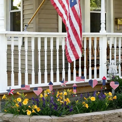 hogardeck 4th of July Decorations Outdoor, 10 PCS Metal Patriot Star Firework Decorative Garden Stakes for Fourth of July Decorations, Patriotic Yard Signs for Garden, Porch, Patio, Flower Beds