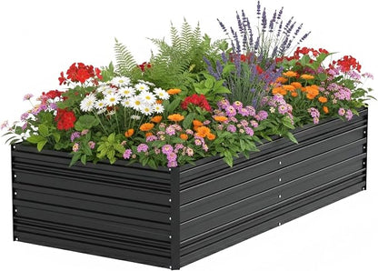 WORKPRO 7.5x4x2ft Outdoor Galvanized Raised Garden Bed, Rust-Resistant Planter Raised Beds for Vegetable, Flowers, Herbs, Black