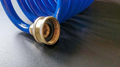 SANFU PU Recoil Garden Water Hose 3/8"ID(9.5 x 12.7mm) x 10ft Premium with 3/4"Inch Brass Fittings Retractable, Compact, Outdoor Patio Hose Marine&Boat, Blue(10')