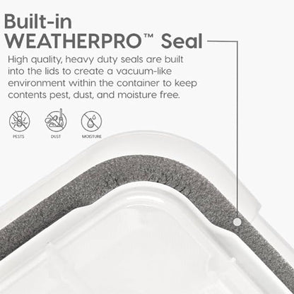 IRIS USA WeatherPro 103 Qt Storage Bins with Lids, 4 Pack, BPA-Free Plastic Gasket Box with Tight Latch and Seal, Stackable Nestable Tote Tub - Clear/Black