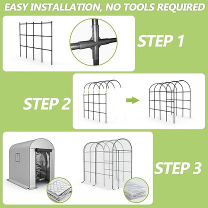 BUKLIYN Garden Arch Trellis - 90.5'' × 51'' × 90'' Greenhouses for Outdoors,Double-Layer Covering - PVC Film and Cotton Film, Suitable for All Seasons