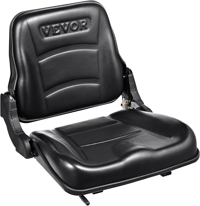 VEVOR Universal Forklift Seat, Fold Down Tractor Seat with Adjustable Angle Back and Micro Switch, 6.3-13.4 inch Extended Slot Comfortable Forklift Seat for Tractor Loader Excavator