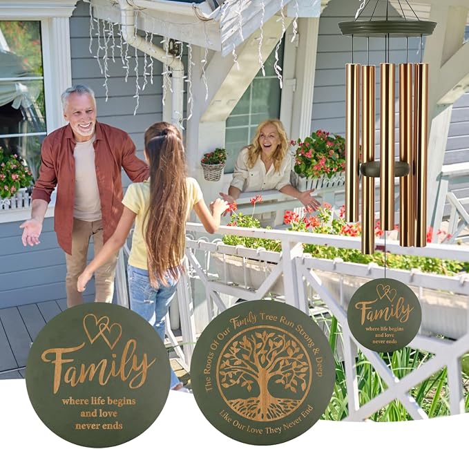 ASTARIN Wind Chimes for Outside, Large Outdoor Windchimes with Engraved Tree of Life, Premium Tuned Metal Chimes for Mother/Grandma, Home & Garden Decor with Soothing Tone
