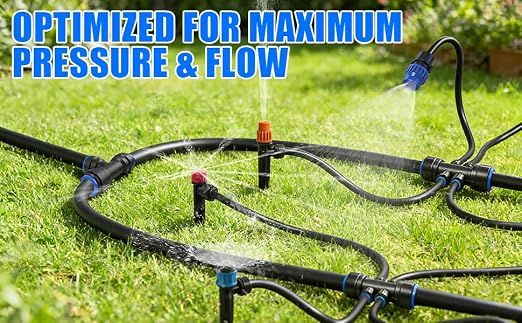 1/2" Drip Irrigation System Kit with 30 Adjustable Nozzles, PE UV-Resistant | Quick-connect, 2X Lifespan of PVC , Leak-Proof for Indoor Pots, 26FT 1/2" Main tube+ 100FT 1/4" Tube, 4 Nozzle Types