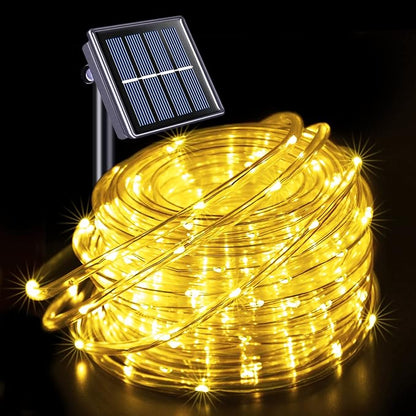 JMEXSUSS 66ft 200 LED Warm White Solar Rope Lights with 8 Modes | Solar Christmas Lights Outdoor Waterproof, Rope Lights for Fence,Gazebo,Yard,Walkway,Path