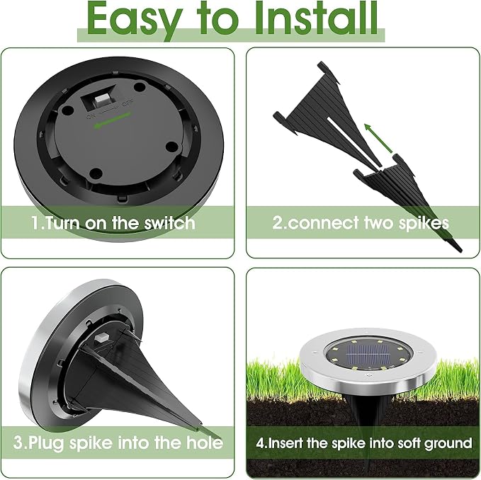INCX 4.6 inch Solar Lights for Outside, 4 Pack Solar Light Outdoor Waterproof, Garden Lights Landscape Lighting for Lawn Yard Deck Driveway Walkway White