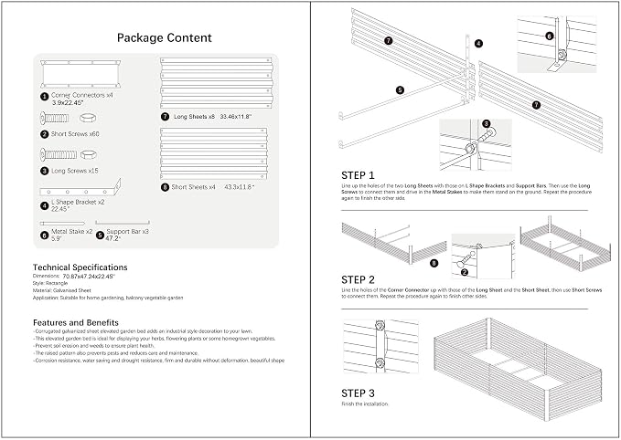 6x4x2FT Black Metal Raised Garden Bed Kit, Galvanized Outdoor Planter Box for Vegetables, Flowers, Herbs, Succulents and More