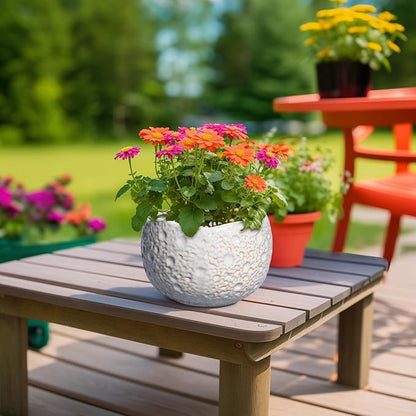 Ceramic Pots for Plants - 8 Inch Planters for Indoor Outdoor Plants, Modern Ceramic Flower Pots with Drainage Hole and Plug, Round Unique Plant Pot, Porch Office Decor, Garden Gifts, Grey