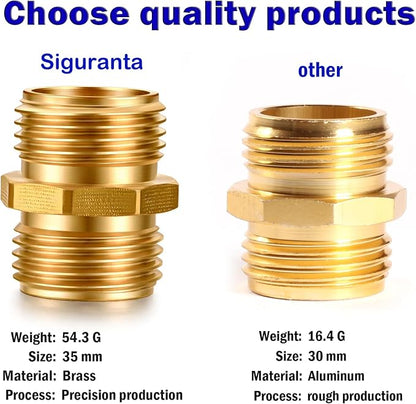 SIGURANTA Garden Hose Connector Adapter,3/4" GHT Double male Connectors, Brass Repair Fittings with Dual for Male to Male Adapter (6 Pack)