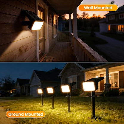 Fabrito Upgraded Solar Spot Lights Outdoor IP67 Waterproof 8 Pack, [108 LEDs, 4 Modes, 800LM] Dusk to Dawn Spotlights for All Night, 2-in-1 Solar Landscape Lights for Garden, Yard, Tree, Warm White