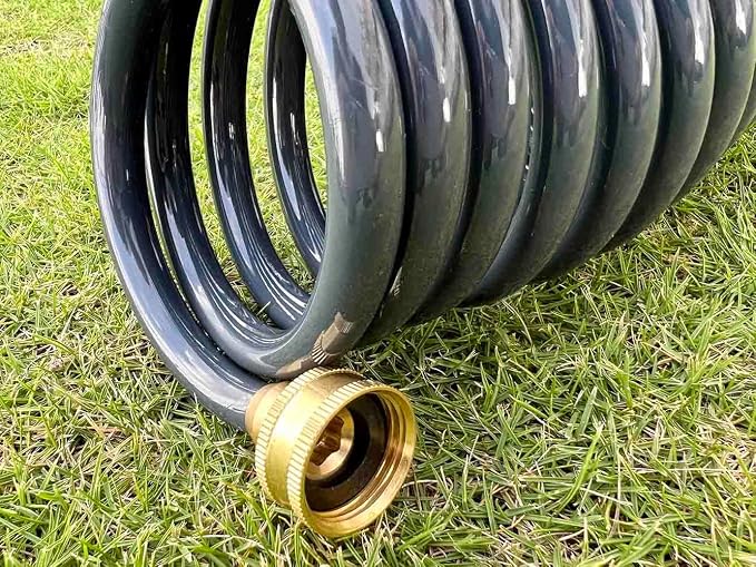 SANFU PU Recoil Garden Water Hose 3/8"ID(9.5 x 12.7mm) x 10ft Premium with 3/4"Inch Brass Fittings Retractable, Outdoor Patio Hose Marine&Boat, Gray(10')