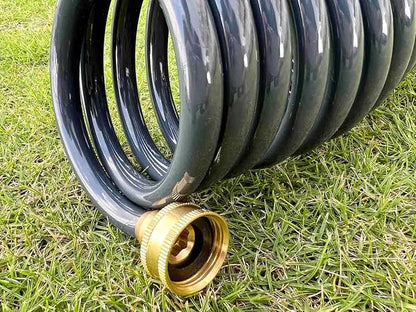 SANFU PU Recoil Garden Water Hose 3/8"ID(9.5 x 12.7mm) x 15ft Premium with 3/4"Inch Brass Fittings Retractable, Outdoor Patio Hose Marine&Boat, Gray(15')