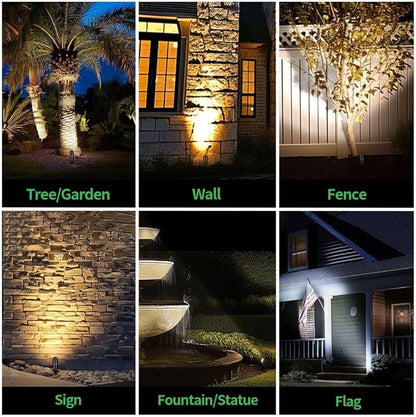 Low Voltage Spotlight, 3CCT 3000K/4000K/5000K Adjustable, Outdoor 12V LED Landscape Lighting, Waterproof IP65 ORB Aluminum Spot Light for House Tree Garden Yard Uplighting