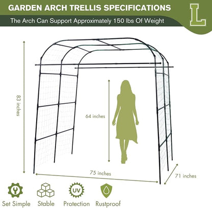 Wide Arch Trellis 7FT Extra Tall Garden Trellis Arch – Sturdy Plastic Coated Steel Metal Arch for Garden Climbing Plants & Vegetables, Weather-Resistant Outdoor Cucumber Trellis Arch